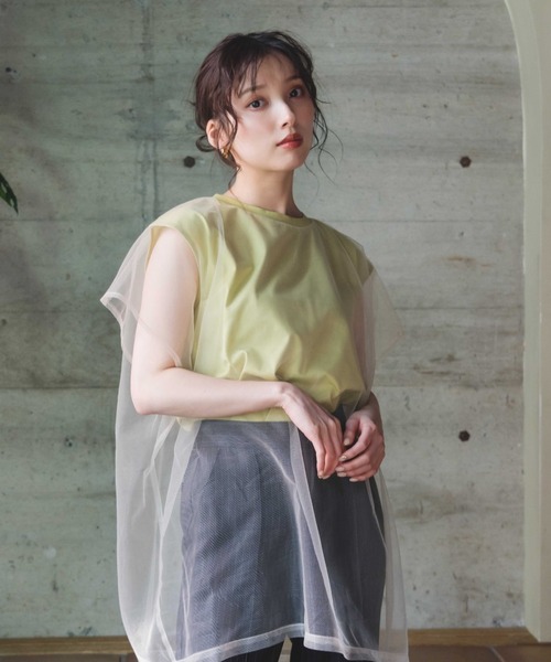 LEANN MOMENT(リーンモーメント)の「Mesh Layerd TEE(Tシャツ/カットソー・レディース・ライトグリーン・FREE)」の12枚目の写真