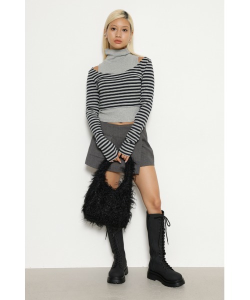 LAGUA GEM（ラグアジェム）の「2 PIECE BORDER トップス（Tシャツ/カットソー・レディース・ブラック/ネイビー/グレー・FREE）」の5枚目の写真