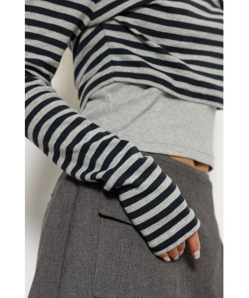 LAGUA GEM（ラグアジェム）の「2 PIECE BORDER トップス（Tシャツ/カットソー・レディース・ブラック/ネイビー/グレー・FREE）」の10枚目の写真