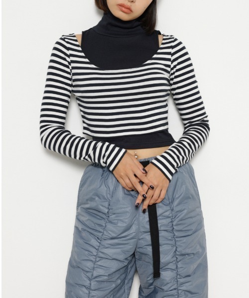 ラグアジェム　laguagem トップス　ネイビー LAGUA GEM（ラグアジェム）の「2 PIECE BORDER トップス（T