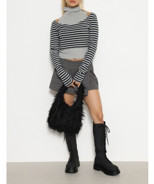 LAGUA GEM（ラグアジェム）の「2 PIECE BORDER トップス（Tシャツ/カットソー・レディース・ブラック/ネイビー/グレー・FREE）」の21枚目の写真