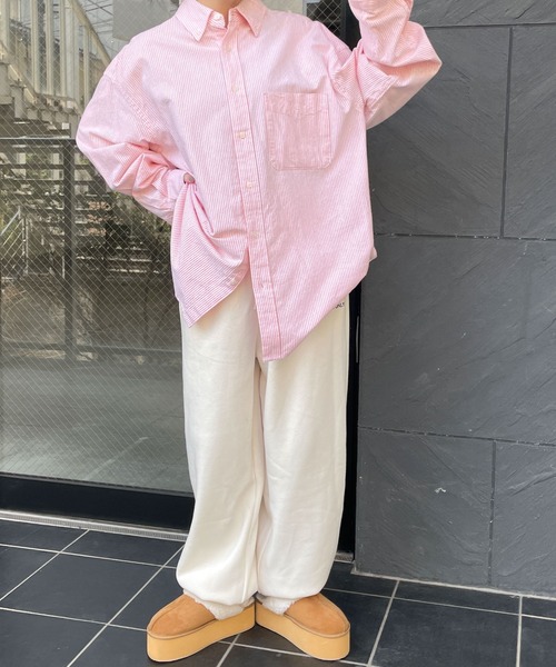 WEGO（ウィゴー）の「WEGO/裏起毛ロゴ刺繍スウェットパンツ（スウェットパンツ・レディース・オフホワイト/杢グレー・FREE）」の3枚目の写真