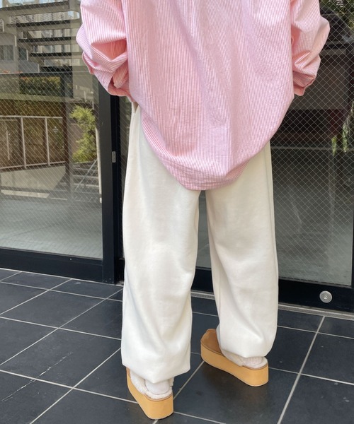 WEGO（ウィゴー）の「WEGO/裏起毛ロゴ刺繍スウェットパンツ（スウェットパンツ・レディース・オフホワイト/杢グレー・FREE）」の6枚目の写真