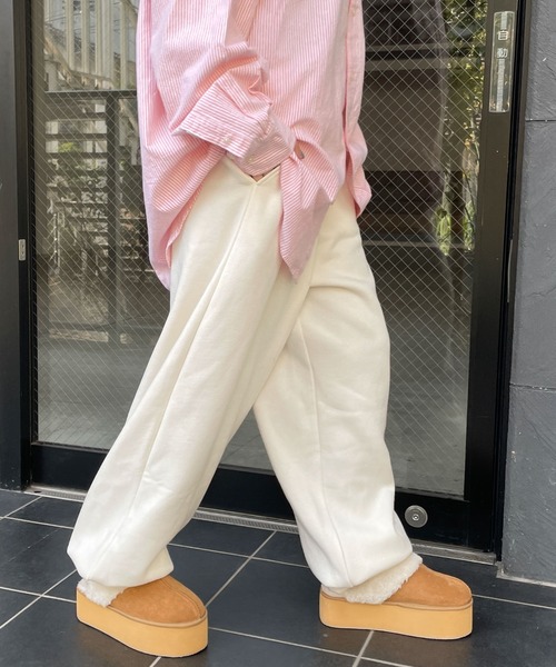 WEGO（ウィゴー）の「WEGO/裏起毛ロゴ刺繍スウェットパンツ（スウェットパンツ・レディース・オフホワイト/杢グレー・FREE）」の7枚目の写真