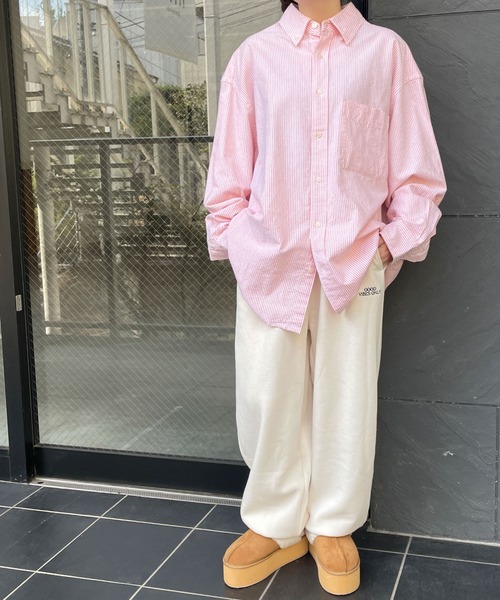 WEGO（ウィゴー）の「WEGO/裏起毛ロゴ刺繍スウェットパンツ（スウェットパンツ・レディース・オフホワイト/杢グレー・FREE）」の8枚目の写真