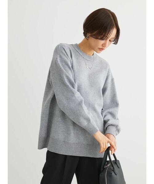 Green　Parks（グリーンパークス）の「スウェット風クルーネックニットプルオーバー（スウェット・レディース・レッド/ネイビー/杢グレー・FREE）」の6枚目の写真