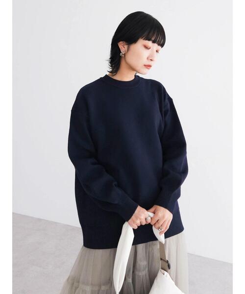 Green　Parks（グリーンパークス）の「スウェット風クルーネックニットプルオーバー（スウェット・レディース・レッド/ネイビー/杢グレー・FREE）」の8枚目の写真