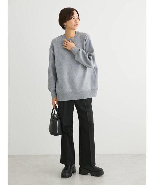 Green　Parks（グリーンパークス）の「スウェット風クルーネックニットプルオーバー（スウェット・レディース・レッド/ネイビー/杢グレー・FREE）」の9枚目の写真