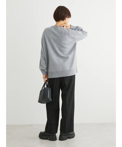 Green　Parks（グリーンパークス）の「スウェット風クルーネックニットプルオーバー（スウェット・レディース・レッド/ネイビー/杢グレー・FREE）」の11枚目の写真