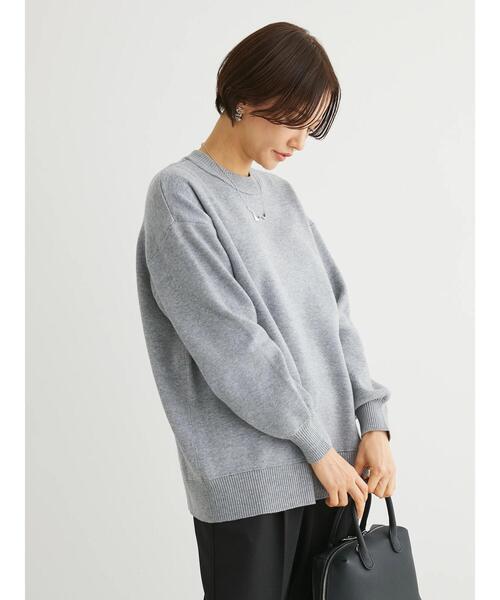 Green　Parks（グリーンパークス）の「スウェット風クルーネックニットプルオーバー（スウェット・レディース・レッド/ネイビー/杢グレー・FREE）」の12枚目の写真