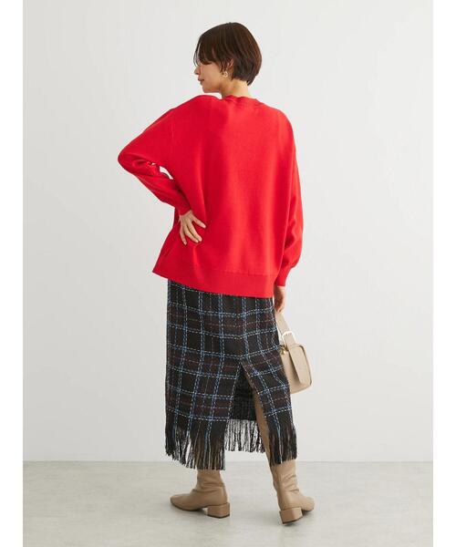 Green　Parks（グリーンパークス）の「スウェット風クルーネックニットプルオーバー（スウェット・レディース・レッド/ネイビー/杢グレー・FREE）」の19枚目の写真