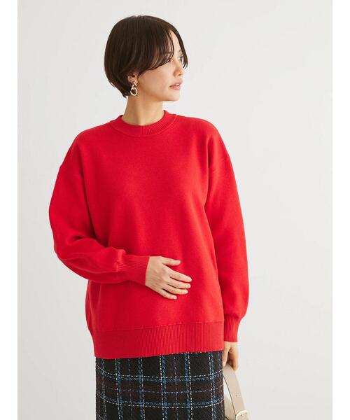 Green　Parks（グリーンパークス）の「スウェット風クルーネックニットプルオーバー（スウェット・レディース・レッド/ネイビー/杢グレー・FREE）」の20枚目の写真