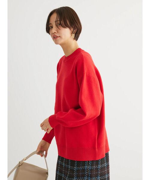 Green　Parks（グリーンパークス）の「スウェット風クルーネックニットプルオーバー（スウェット・レディース・レッド/ネイビー/杢グレー・FREE）」の21枚目の写真