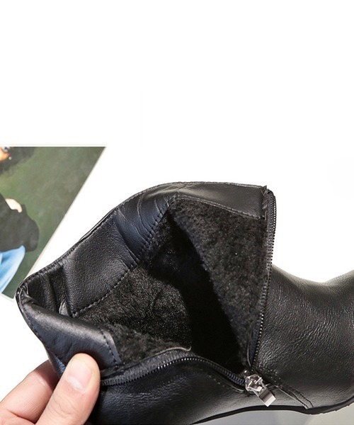 Miniministore（ミニミニストア）の「チャンキーヒール ブーティ 太ヒール（ブーツ・レディース・ベージュ/ブラック・23.5cm/24.0cm/24.5cm/22.5cm/23.0cm）」の20枚目の写真