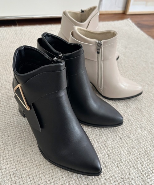 Miniministore（ミニミニストア）の「チャンキーヒール ブーティ 太ヒール（ブーツ・レディース・ベージュ/ブラック・23.5cm/24.0cm/24.5cm/22.5cm/23.0cm）」の22枚目の写真