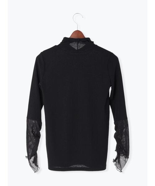 Te chichi（テチチ）の「【宮本茉由着用】袖口シャーリングチュールリブカットソー（Tシャツ/カットソー・レディース・ブラック/オフホワイト・F）」の15枚目の写真