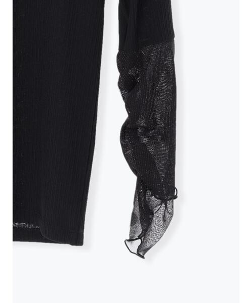 Te chichi（テチチ）の「【宮本茉由着用】袖口シャーリングチュールリブカットソー（Tシャツ/カットソー・レディース・ブラック/オフホワイト・F）」の13枚目の写真