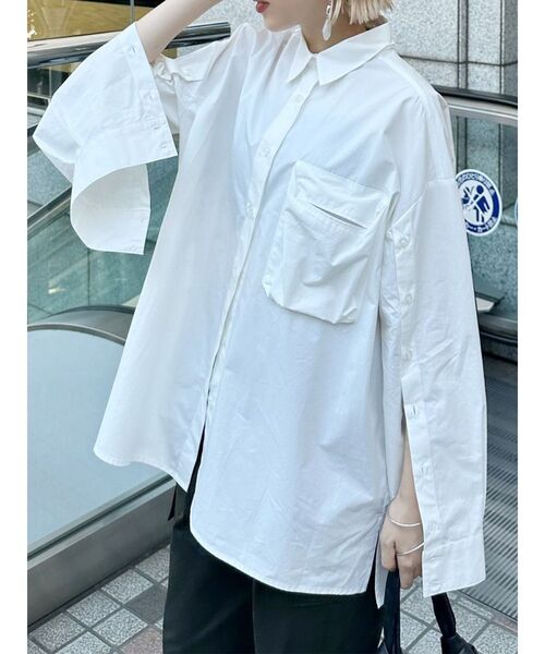 MURUA(ムルーア)の「3Dポケットオーバーシャツ(シャツ/ブラウス・レディース・ホワイト/ピンク・FREE)」の2枚目の写真