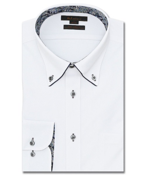 m.f.エディトリアル メンズ ノーアイロンストレッチ ボタンダウン ビジネスドレス長袖ニットシャツ(ビジネスシャツ)|m.f.editorial(エムエフエディトリアル)