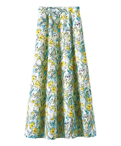 BELLUNA PLUS（ベルーナ）の「カットジャカード素材花柄プリントスカート（スカート・レディース・アイボリー系・X-LARGE/LARGE/MEDIUM）」の5枚目の写真
