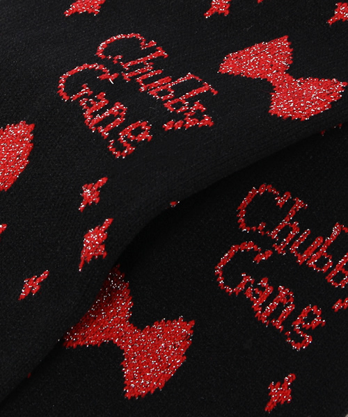 CHUBBYGANG（チャビーギャング）の「ラメ入りロゴリボン　オーバーニーソックス（ソックス/靴下・キッズ・ブラック/ピンク/ホワイト・16/13/19/22）」の7枚目の写真