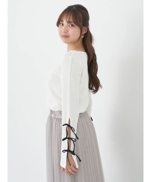 セール】袖リボンデザインプルオーバー（Tシャツ/カットソー