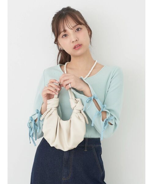 earth music&ecology（アースミュージックアンドエコロジー）の「袖リボンデザインプルオーバー（Tシャツ/カットソー・レディース・ミント/ブラック/オフホワイト・FREE）」の10枚目の写真