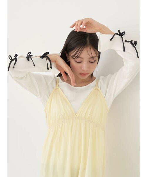 earth music&ecology（アースミュージックアンドエコロジー）の「袖リボンデザインプルオーバー（Tシャツ/カットソー・レディース・ミント/ブラック/オフホワイト・FREE）」の14枚目の写真