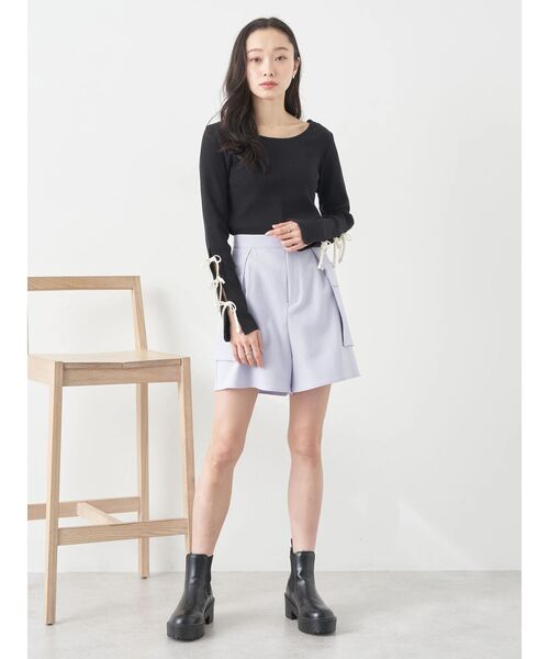 earth music&ecology 袖リボンプルオーバー L 杢グレー earth music&ecology 袖リボンプルオーバー L 杢グレー