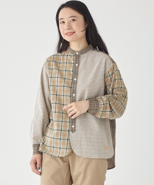 KRIFF MAYER Lady's Collection（クリフメイヤーレディースコレクション）の「スズシゲマルチチェックシャツ（シャツ/ブラウス・レディース・ベージュ/オレンジ/レッド/サックスブルー・MEDIUM/LARGE）」の2枚目の写真