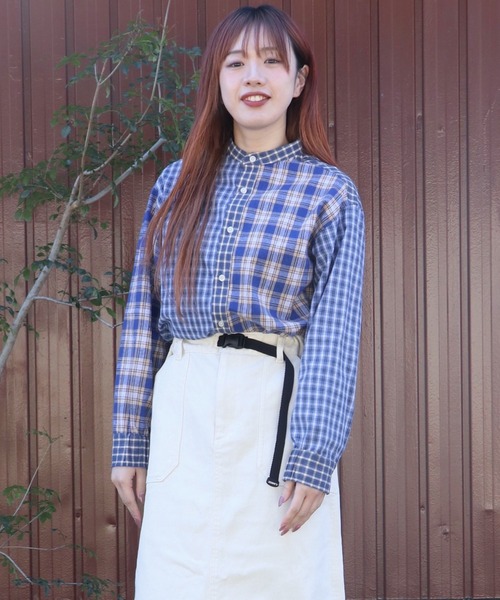 KRIFF MAYER Lady's Collection（クリフメイヤーレディースコレクション）の「スズシゲマルチチェックシャツ（シャツ/ブラウス・レディース・ベージュ/オレンジ/レッド/サックスブルー・MEDIUM/LARGE）」の3枚目の写真