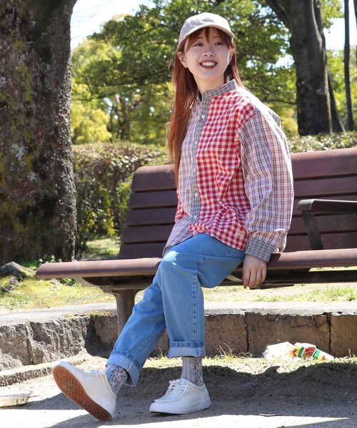 KRIFF MAYER Lady's Collection（クリフメイヤーレディースコレクション）の「スズシゲマルチチェックシャツ（シャツ/ブラウス・レディース・ベージュ/オレンジ/レッド/サックスブルー・MEDIUM/LARGE）」の11枚目の写真