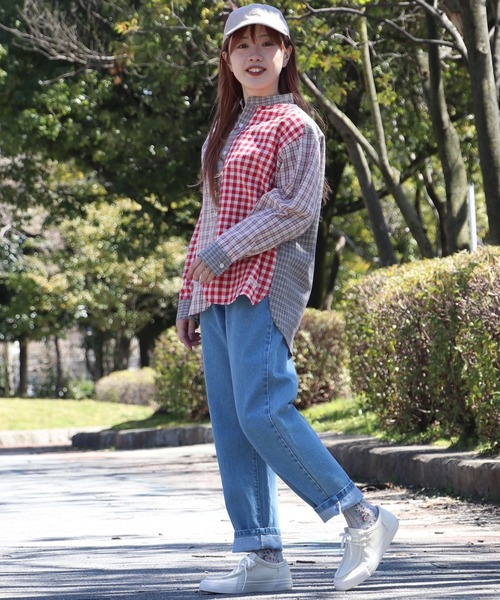 KRIFF MAYER Lady's Collection（クリフメイヤーレディースコレクション）の「スズシゲマルチチェックシャツ（シャツ/ブラウス・レディース・ベージュ/オレンジ/レッド/サックスブルー・MEDIUM/LARGE）」の12枚目の写真