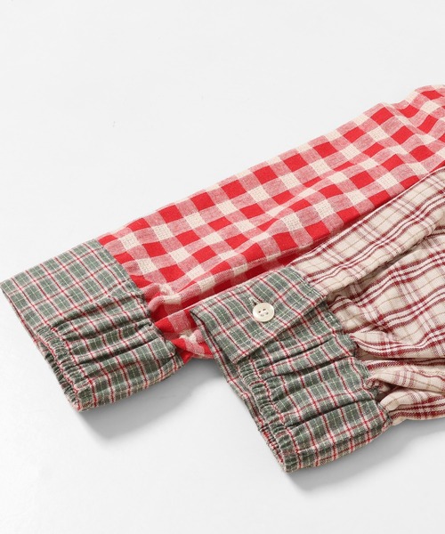 KRIFF MAYER Lady's Collection（クリフメイヤーレディースコレクション）の「スズシゲマルチチェックシャツ（シャツ/ブラウス・レディース・ベージュ/オレンジ/レッド/サックスブルー・MEDIUM/LARGE）」の14枚目の写真