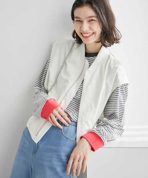 ROPE' PICNIC(ロペピクニック)の「撥水加工/ミリタリーベスト/リンクコーデ(ベスト・レディース・ネイビー/オフホワイト・38)」の18枚目の写真