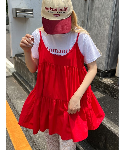 WC（ダブル シー）の「ボリュームティアードミニワンピース（ワンピース・レディース・ブラック/レッド/レオパード・FREE）」の2枚目の写真