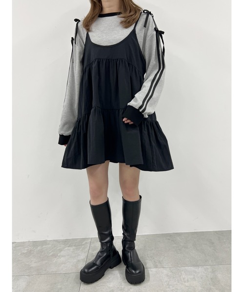 WC（ダブル シー）の「ボリュームティアードミニワンピース（ワンピース・レディース・ブラック/レッド/レオパード・FREE）」の13枚目の写真