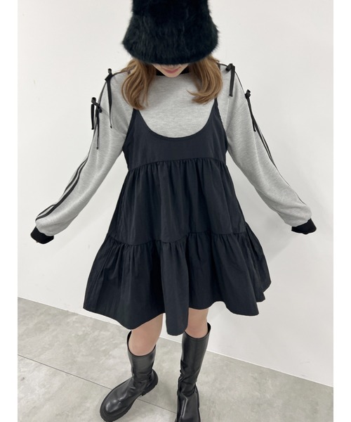 WC（ダブル シー）の「ボリュームティアードミニワンピース（ワンピース・レディース・ブラック/レッド/レオパード・FREE）」の12枚目の写真