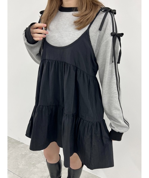 WC（ダブル シー）の「ボリュームティアードミニワンピース（ワンピース・レディース・ブラック/レッド/レオパード・FREE）」の11枚目の写真