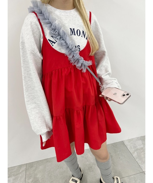 WC（ダブル シー）の「ボリュームティアードミニワンピース（ワンピース・レディース・ブラック/レッド/レオパード・FREE）」の7枚目の写真