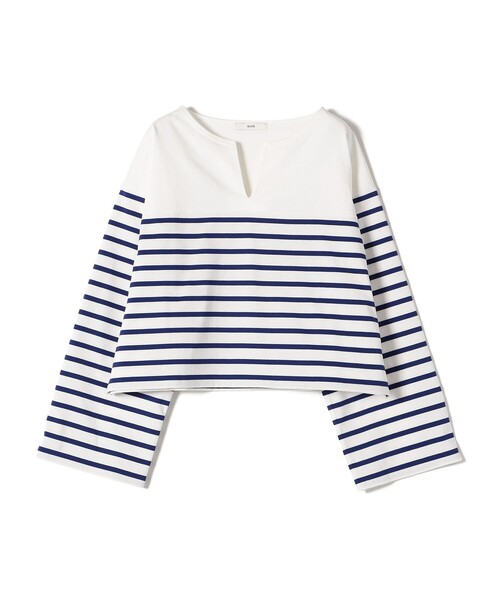 SHIPS（シップス）の「〈手洗い可能〉オーガニック 綿 ボーダー プルオーバー ◇（Tシャツ/カットソー・レディース・ブルー/ネイビー/ラベンダー・ONE SIZE）」の4枚目の写真