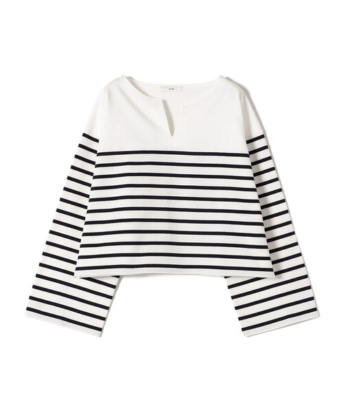 SHIPS（シップス）の「〈手洗い可能〉オーガニック 綿 ボーダー プルオーバー ◇（Tシャツ/カットソー・レディース・ブルー/ネイビー/ラベンダー・ONE SIZE）」の6枚目の写真