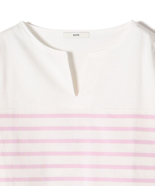 SHIPS（シップス）の「〈手洗い可能〉オーガニック 綿 ボーダー プルオーバー ◇（Tシャツ/カットソー・レディース・ブルー/ネイビー/ラベンダー・ONE SIZE）」の9枚目の写真