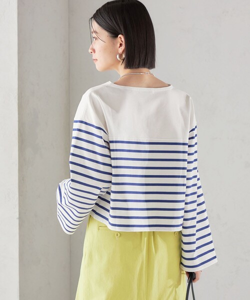 SHIPS（シップス）の「〈手洗い可能〉オーガニック 綿 ボーダー プルオーバー ◇（Tシャツ/カットソー・レディース・ブルー/ネイビー/ラベンダー・ONE SIZE）」の18枚目の写真