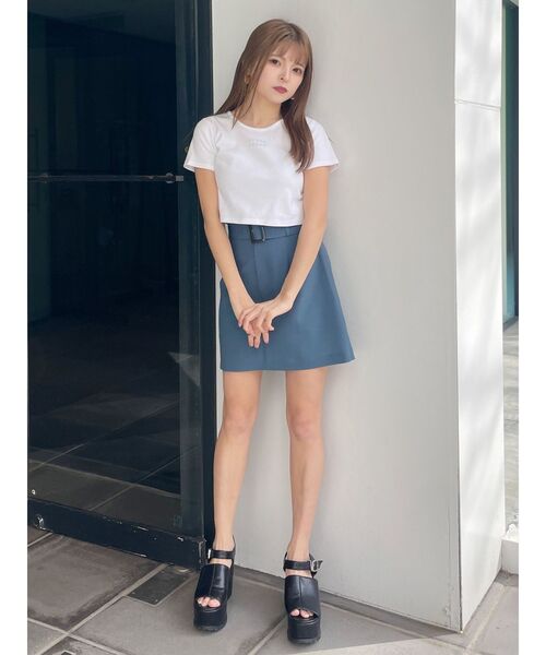 MURUA（ムルーア）の「【SET UP対応】ベーシックミニスカート（スカート・レディース・ブルー/ライトグレー/ダークグレー/ベージュ・1/2）」の5枚目の写真