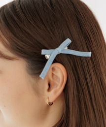 flower | デニムリボンクリップ(バレッタ/ヘアクリップ)