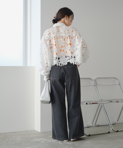 Kastane（カスタネ）の「レースクロップドシャツ（シャツ/ブラウス・レディース・ブラック/ホワイト・FREE）」の3枚目の写真