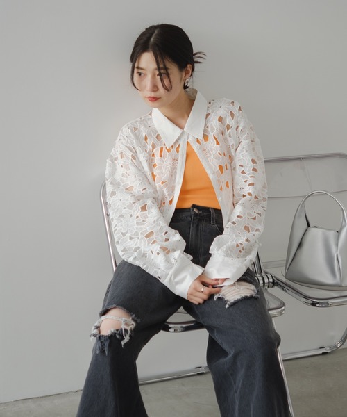 Kastane（カスタネ）の「レースクロップドシャツ（シャツ/ブラウス・レディース・ブラック/ホワイト・FREE）」の17枚目の写真