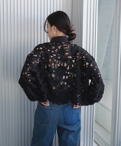 Kastane（カスタネ）の「レースクロップドシャツ（シャツ/ブラウス・レディース・ブラック/ホワイト・FREE）」の18枚目の写真