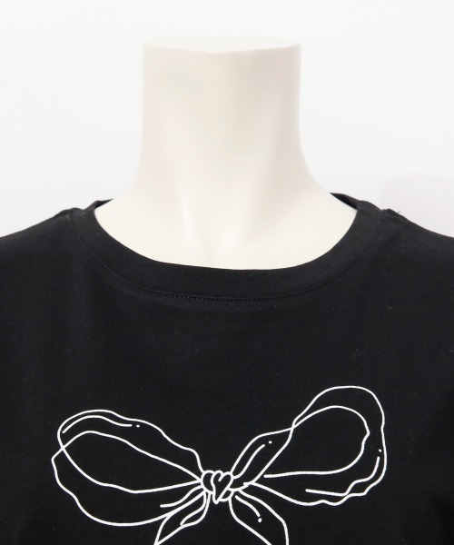 Rejoule(リジュール)の「手書きタッチリボンプリントTシャツ(Tシャツ/カットソー・レディース・オフホワイト/ブラック・FREE)」の8枚目の写真
